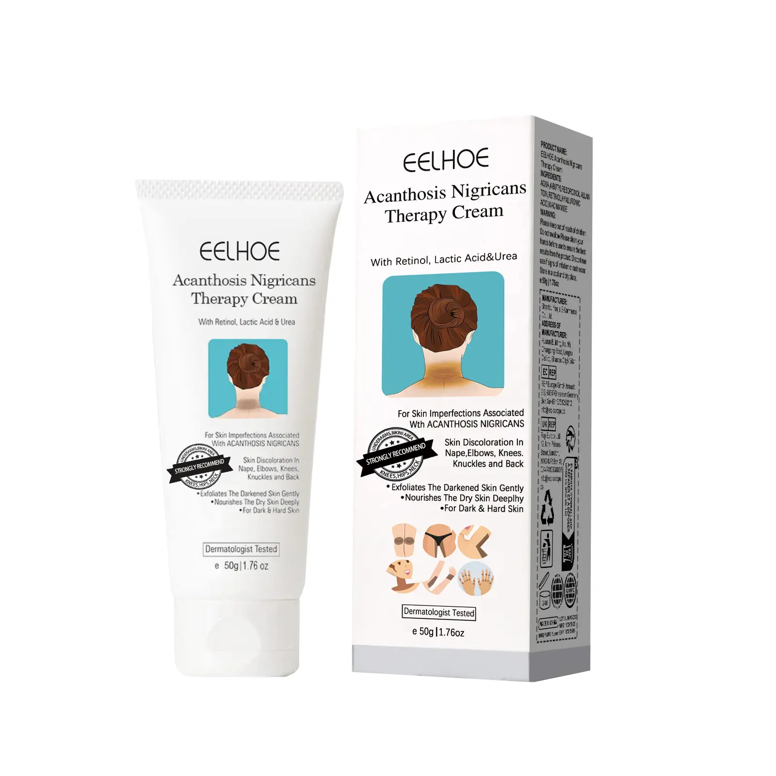 Acanthosis Nigricans Cream with Lactic Acid & Dermatologist-Tested Retinol - Body Care Moisturizer for Dark Neck/Ankles, Dry Hydrating Single Item for Smoother Skin, Moisturizers