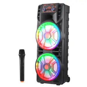 Dazone 8000W Dual 12" Portable Bluetooth Speaker, Loud Stereo Sound Boombox Speakers with BASS, LED Colorful Lights, Wireless Microphone, Remote Control