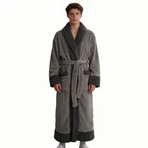 Men's 250g Solid Color Bathrobe No Hood Lightweight Minimalist Everyday Gowns Loungewear Nightwear Uniform for Comfort