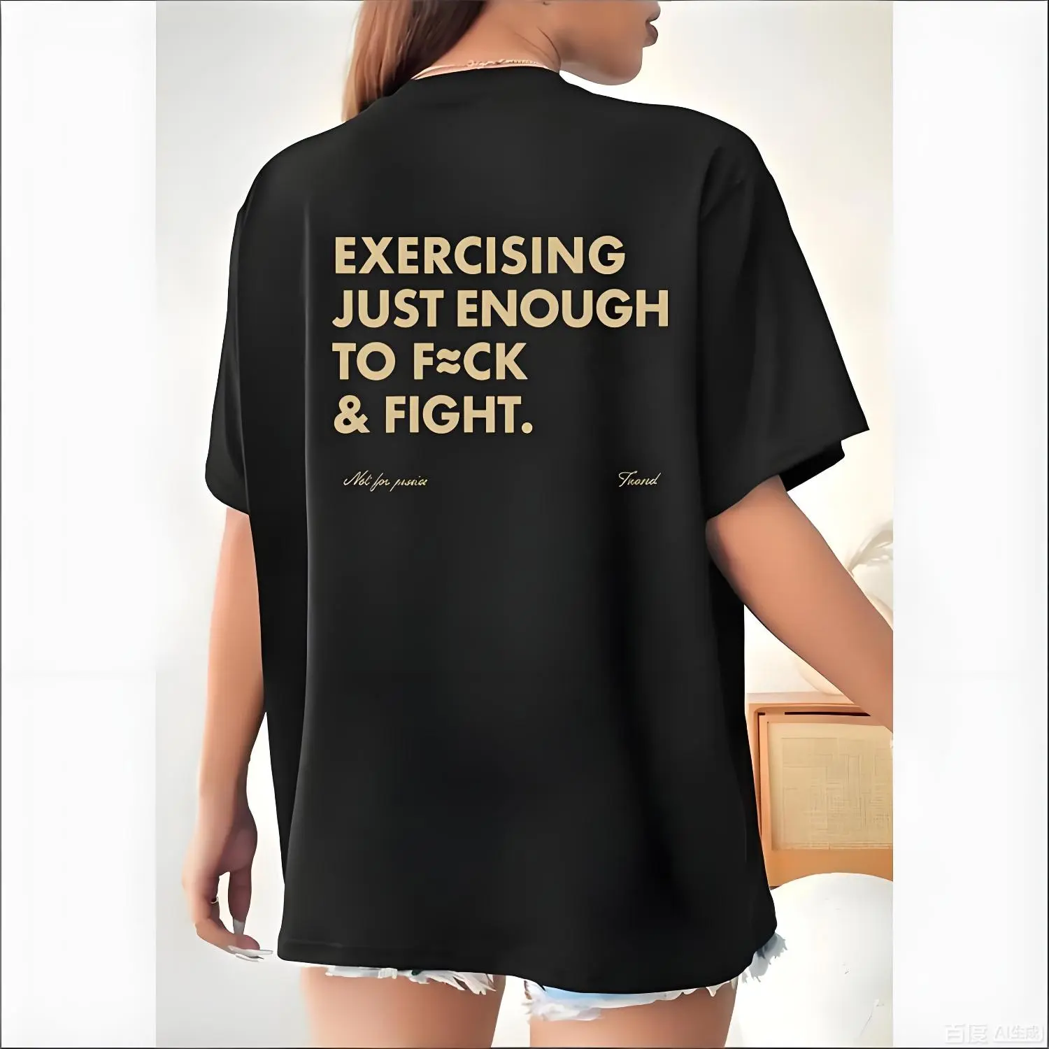 Humorous Streetwear Tee Featuring Exercising Just Enough to Fck and Fight Retro Vintage Y2K Style