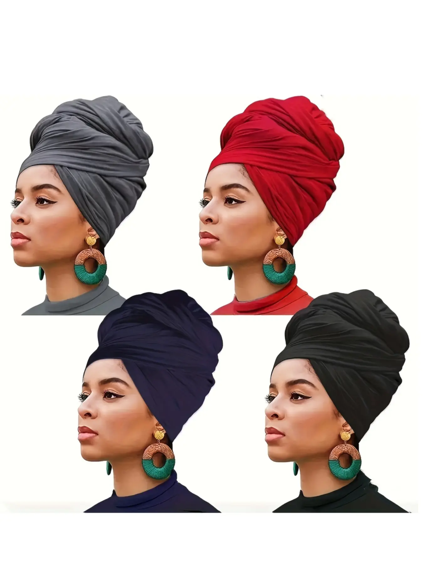 Bohemian Pleated Headscarf Hats, Super Soft Breathable Extended Headband, Multi-Color Options, Versatile Hair Accessories for Parties & Daily Wear, Boho Style Scarf