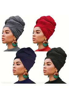 Bohemian Pleated Headscarf Hats Turban Hijab, Super Soft Breathable Extended Headband, Multi-Color Options, Versatile Hair Accessories for Parties & Daily Wear