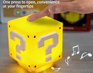 2026 New Mario Question Block Lamp, Sound-Enabled Rechargeable Night Light, Creative Bedside & Desk Table Lamp