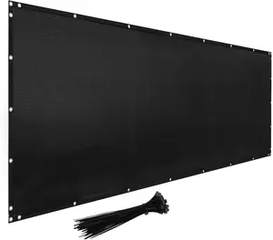 IDL Packaging Heavy-Duty 5' x 50' Privacy Fence Screen with Grommets, Black - 95% Visibility Blockage & Windscreen Cover with Weather-Resistant HDPE Weaving - Used for Chainlink and Mesh Fence