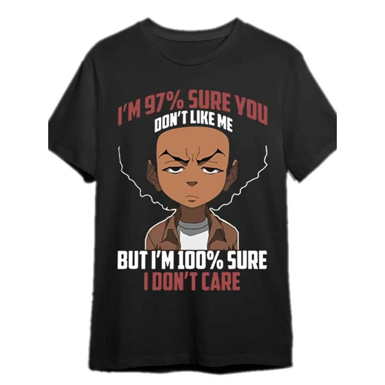 Men's Boondocks Graphic T-Shirt - Menswear Garment, Customized Round Neck Shortsleeve, 100% Cotton Unisex Classic Cut, Cartoon Fun Print Fitted Top for Fans, Crew Neck