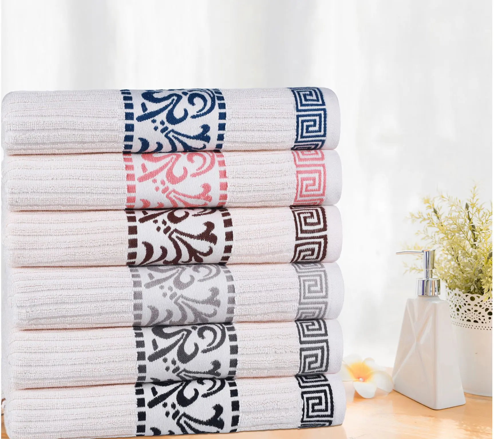Superior Cotton 8-Piece Athens Embroidered Absorbent Towel Set