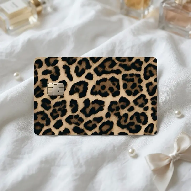 Leopard Aesthetic Card Design Credit Card Sticker Cover - Cute, Waterproof Premium Laminated Vinyl Adhesive Decal, 3.37x2.125in, Easy to Apply, Protective, Extra Durable, Unique Look for Toys & Hobbies, DIY Scrapbooking & Stamping, Aesthetic Designs, Prot