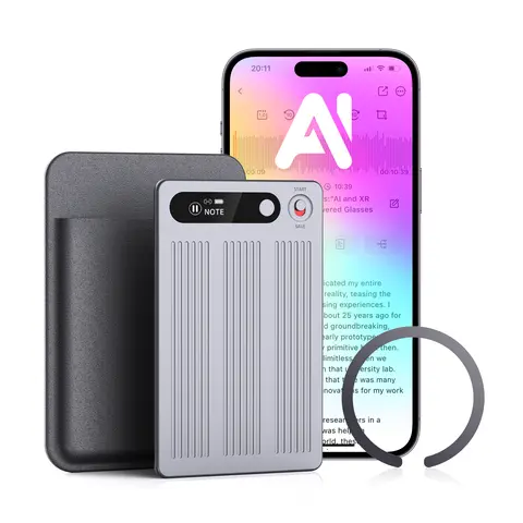 Boean Magnetic Snap-On Portable Smart Voice Recorder - 64G Tech Gadgets Audio Device with Lithium Ion Battery, App Control, Supports 80+ Languages, ChatGPT 5o Power, Transcription, Summarization, Playback for Phone Calls, Real-Time Translation
