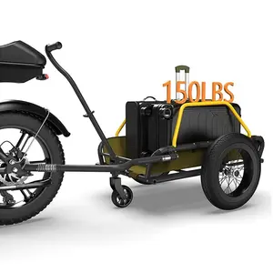 2 in 1 Bike Cargo Trailer and Wagon Cart, Bike Trailer with 360°Swivel Caster, Supports up to 150 lbs, Detachable Bicycle Trailers with 16"×3" Fat tire, Quick Release Wheel & Double Suspension