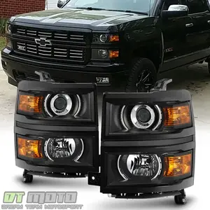 Black Projector Headlights For 2014-2015 Chevy Silverado 1500 Pickup Headlamps