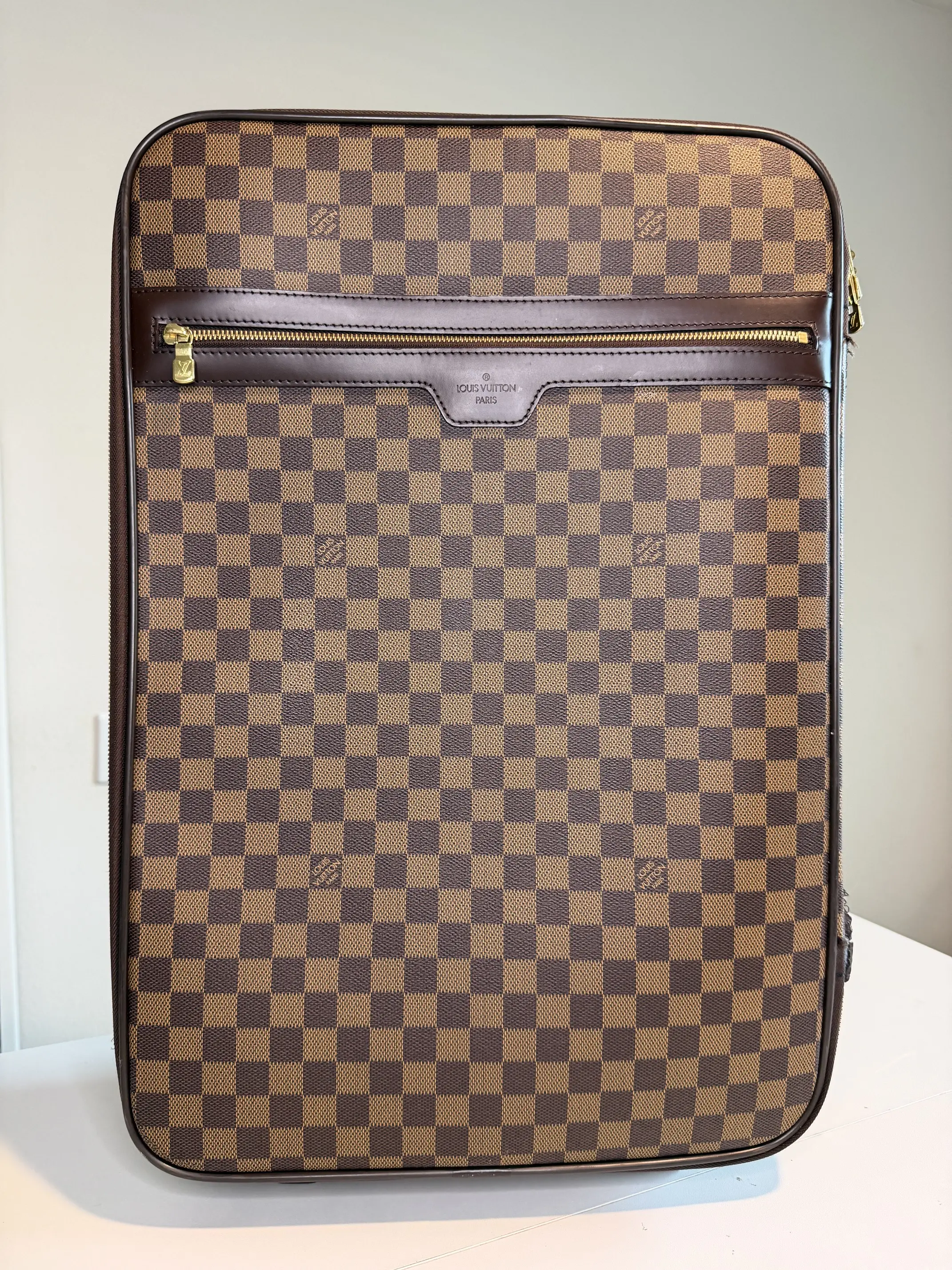 Pre-owned Louis Vuitton Coated Canvas Luggage Damier Ebene Pegase 45 Rolling Suitcase