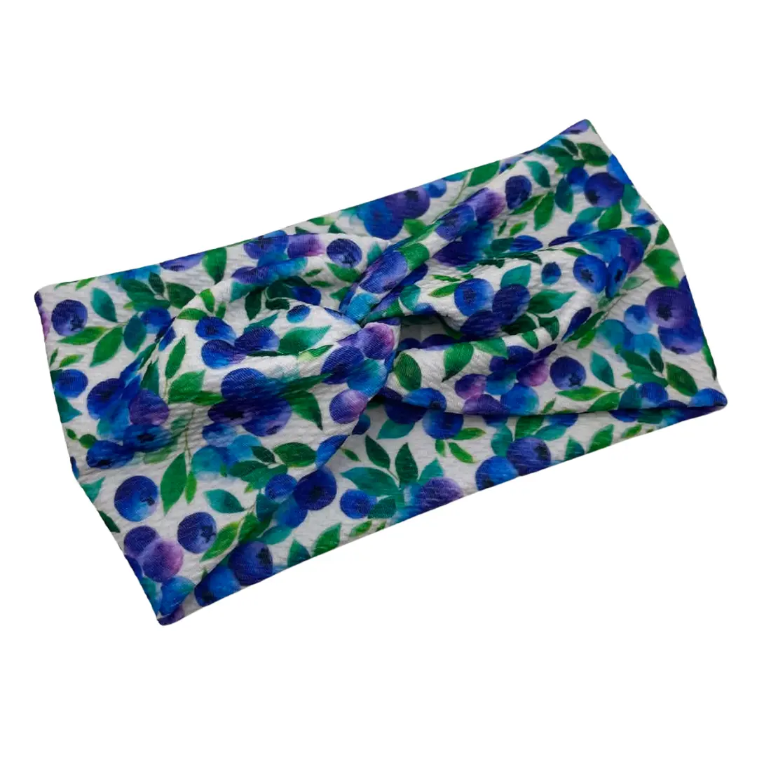 The INDIGO BLUE-BERRY Twisted Headband - Adult Stretchy Jersey Knit Fabric 4-Inch Wide,Comfortable