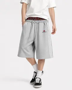 Aelfric Eden Double Waist Plaid Patchwork Longline Shorts High Waist Double Waistband Design Side Stripe Detail  Soft  Fabric Retro Sporty Streetwear Unisex Bottoms,father'sdaygifts
