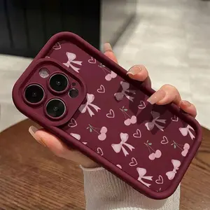 Sexy Wine Floral Butterfly Cherry Pattern Phone Case Cover, Compatible with iPhone 11/12/16/13/14/15/7plus/8plus/x/XS Max.XR