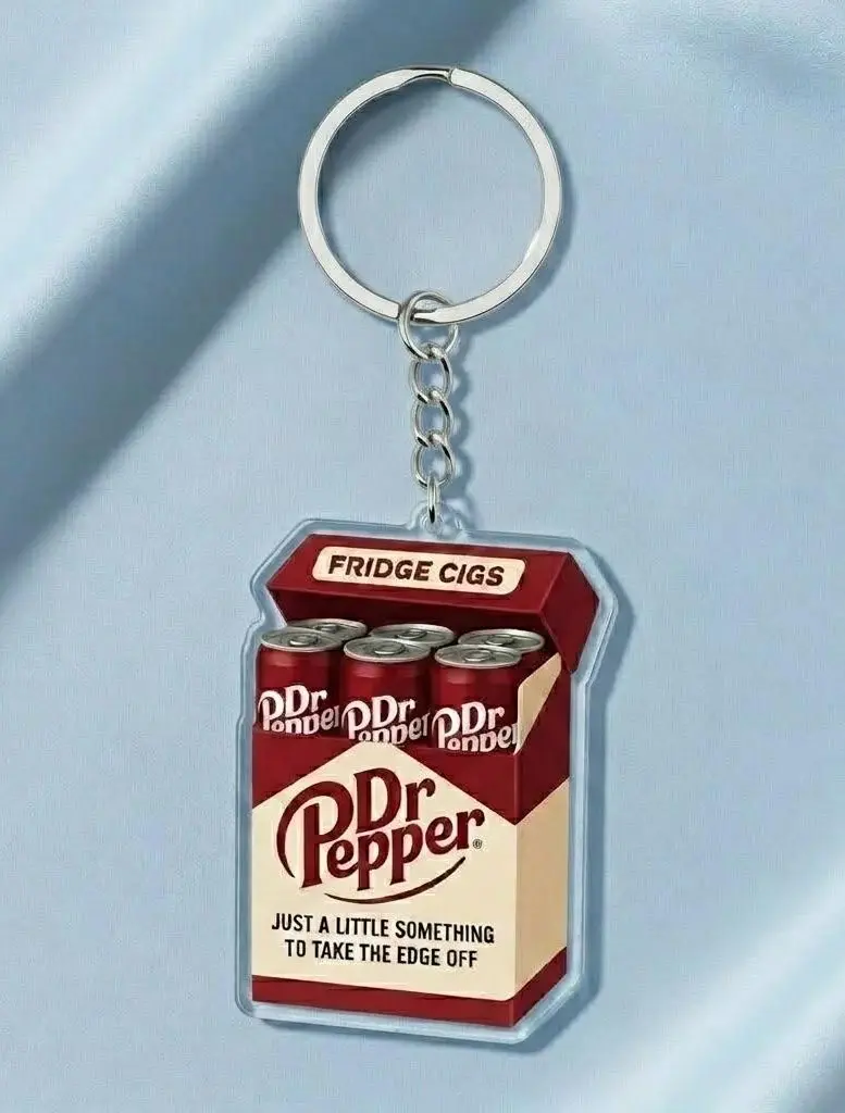 Retro Drink Parody Acrylic Keychain – Vintage Drink Inspired Bag Charm, Funny Acrylic Key Tag, Backpack Accessory Gift