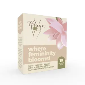 Edynnorganic 100% Natural SAP-free Organic Cotton Biodegradable Pad, Regular Flow - Body care sets
