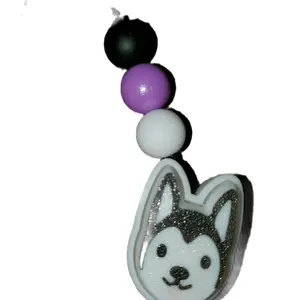 Fidget Clicker Zipper Pulls Keychain - Assorted Colorful Beads with White Shape and Features for Fun and Playfulness