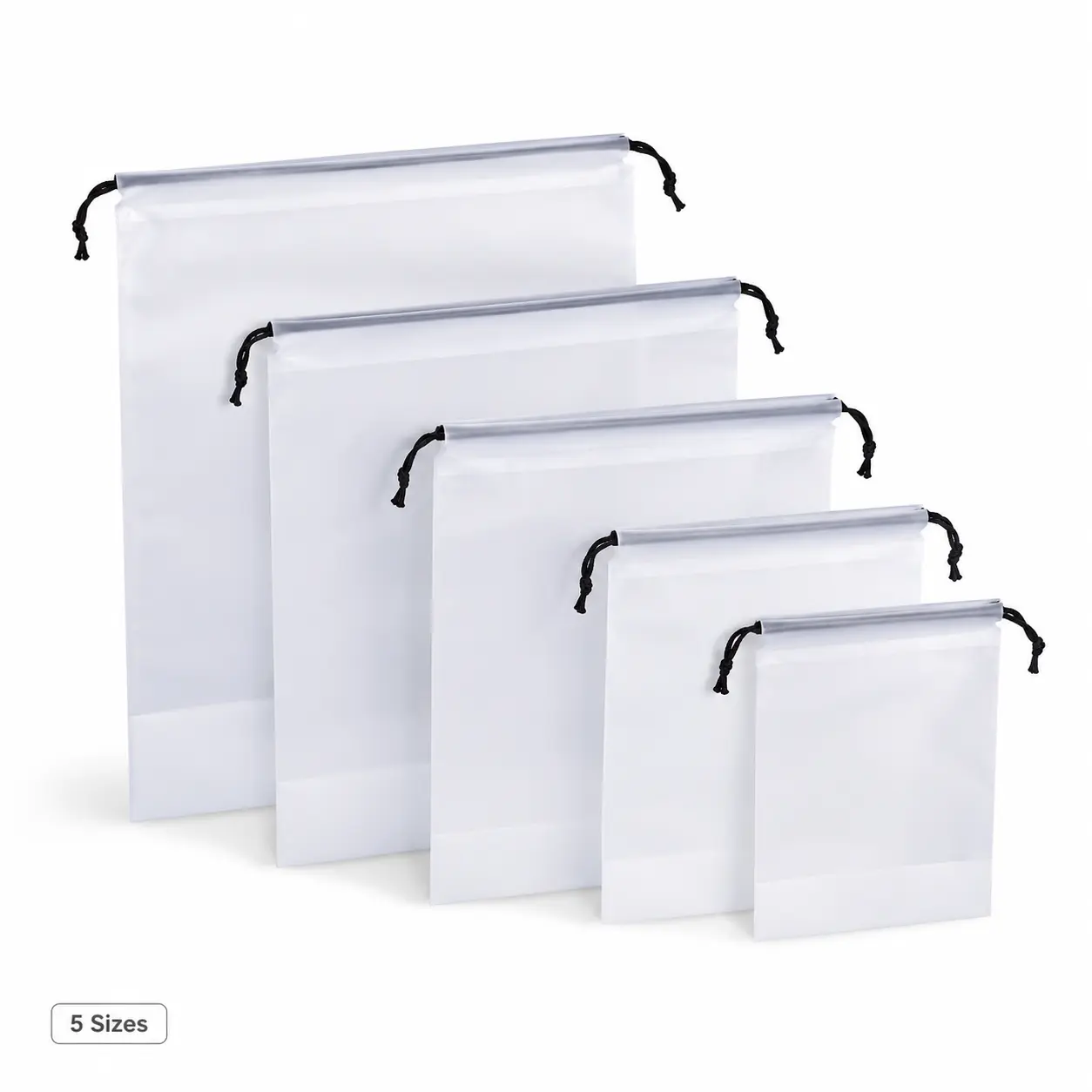 Frosted Drawstring Storage Bags, 5 Sizes Reusable Travel Organizer Bags for Clothes, Shoes, Socks, Cosmetics & Accessories, Closet Packing Storage, Back to School Dorm Essentials