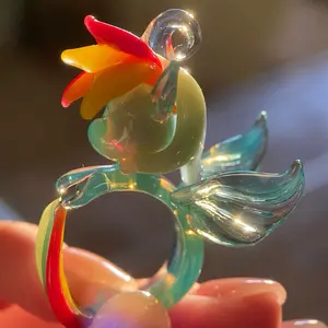 Handmade Blowing Glass ring, glass art ''My Little Pony"ring(available become for pendant too), unique gift, 3D glassblowing gift