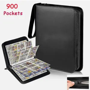 900 Cards Pocket Trading Card Binder 9 Pocket Trading Card Album Folder Case with Heavy-Duty Zipper & Water-Resistant Protection for Collectors