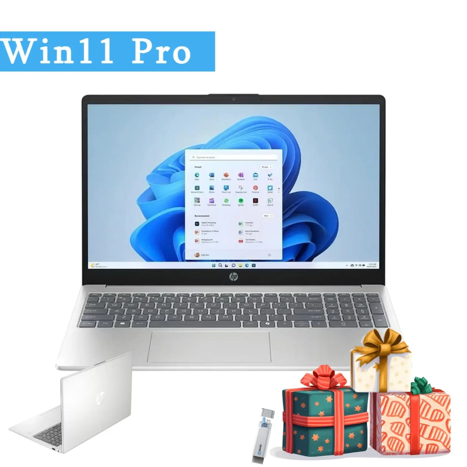 HP 2026 15.6" Laptop - Intel i3-N305, Up to 32GB RAM, 512GB SSD, Win11 Pro, Cordless, Built-in Li-ion, Business Ready, Back to School Haul, Silver, Bundled Accessory