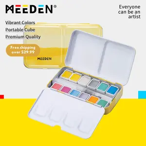 MEEDEN Watercolor Paint Set, 12 Colors Set with Carrying Case, Removable Blocks, Travel Watercolor Set for Artists and Crafters, Gift