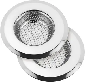Premium Stainless Steel Kitchen Sink Drain Strainer 2 Pack Rust-Proof Wide Rim Filter Basket Stopper for Sinks Effective Food Particles Catcher