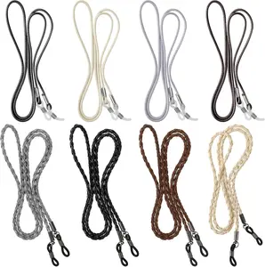 Leather Eyeglass Straps 8 PCS Adjustable Glasses Holder Neck Cord for Men Women Anti-Slip Sunglasses Chain Retainer Dark Colors Versatile Security