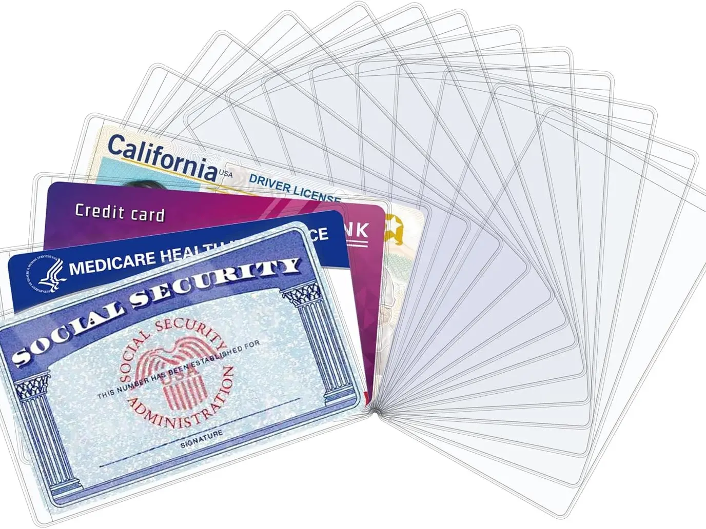 6 Pack Social Security Card Holder, Protector Sleeve, New Medicare Card Protector, SSN Card Protector, Credit Cover Durable Californian