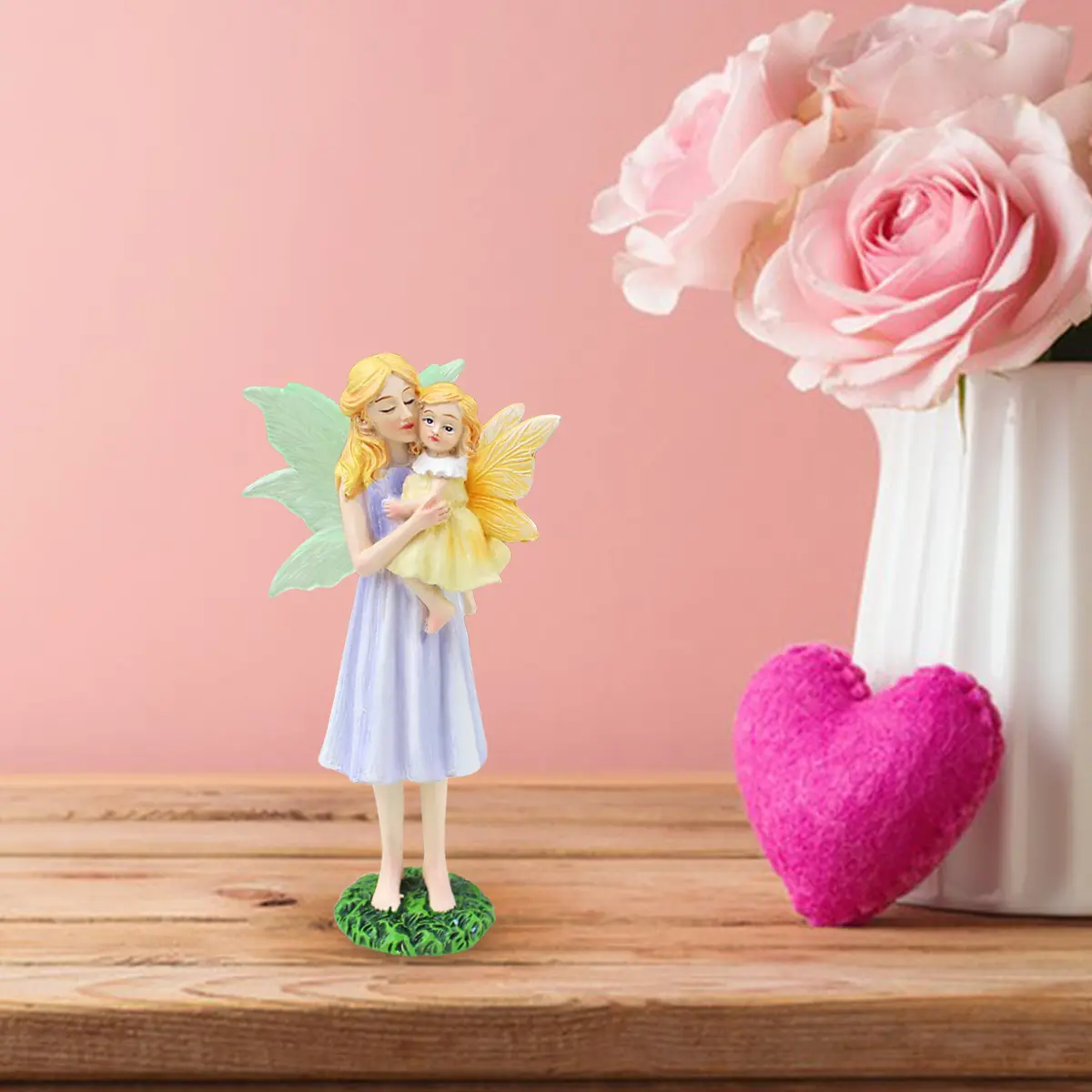 1pc Mother Daughter Resin Statue, Fresh Colors, Decorative Figurine, Cute Collectible Figurines for Mothers Day, Valentine's Day, Birthday, Indoor Outdoor Use