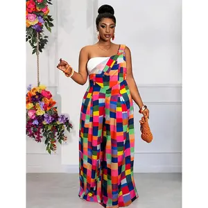 Women's Halter Neck Backless Jumpsuit - Elegant Belted Romper for Weddings, Parties & Special Events |   Machine Washable Wide Leg Formal Outfit in Multicolor