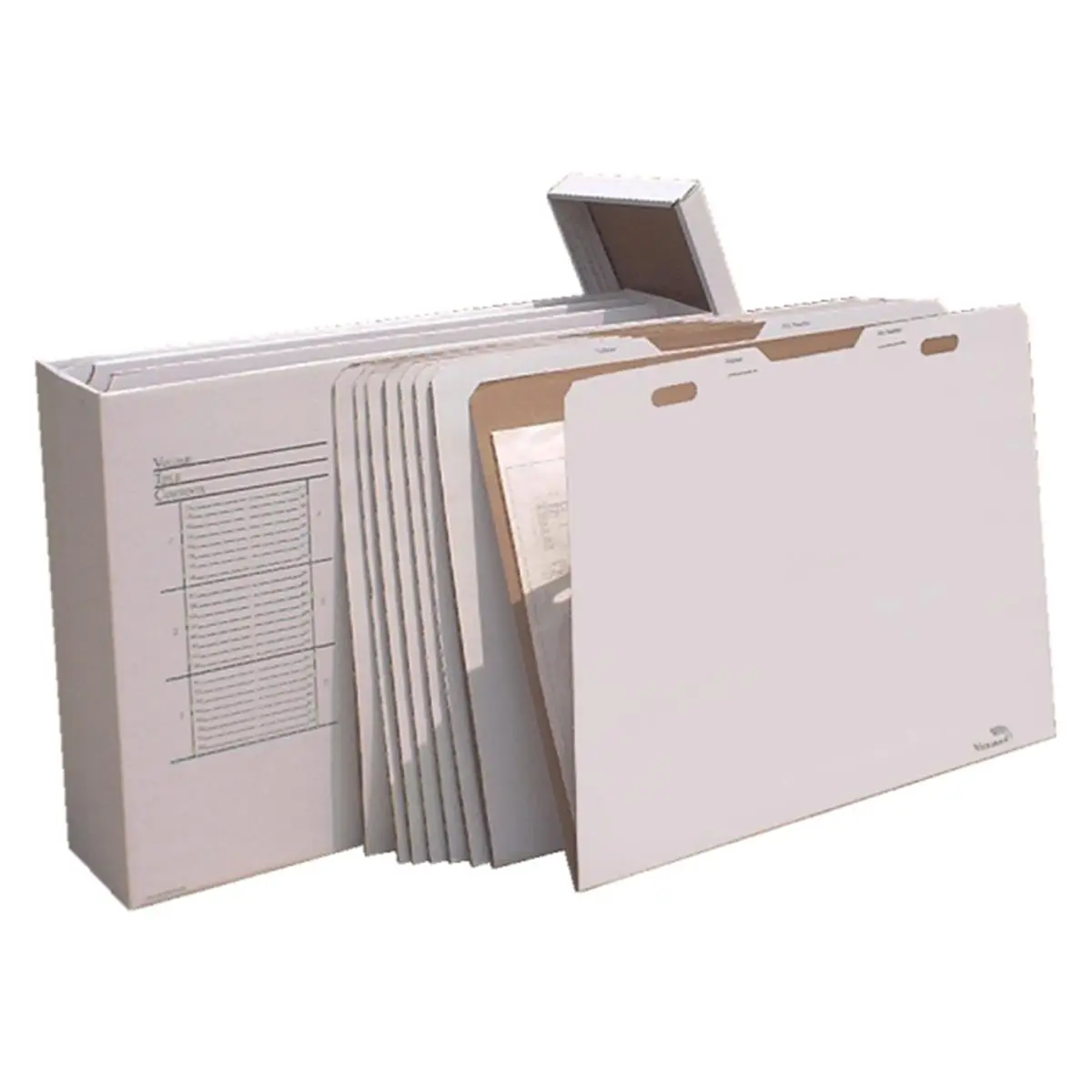 Advanced Organizing Systems Stackable Vertical File Box (47x12x34 in.) - Office Desk Tool, Paperwork Organizer, Important Document Organizer, GSA-Compliant Document Storage with 8 Labeled Manila Folders, 8 VFolder43s, Top/Front/Side Labeling, Active Files