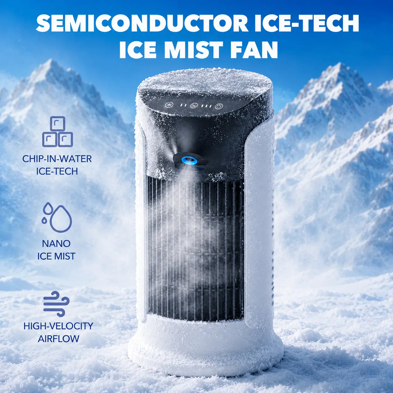 Plug-in ice mist fan | Semiconductor cooling chip | Adjustable ice mist size | Lightweight and portable | Suitable for kitchen, outdoors, and RV use