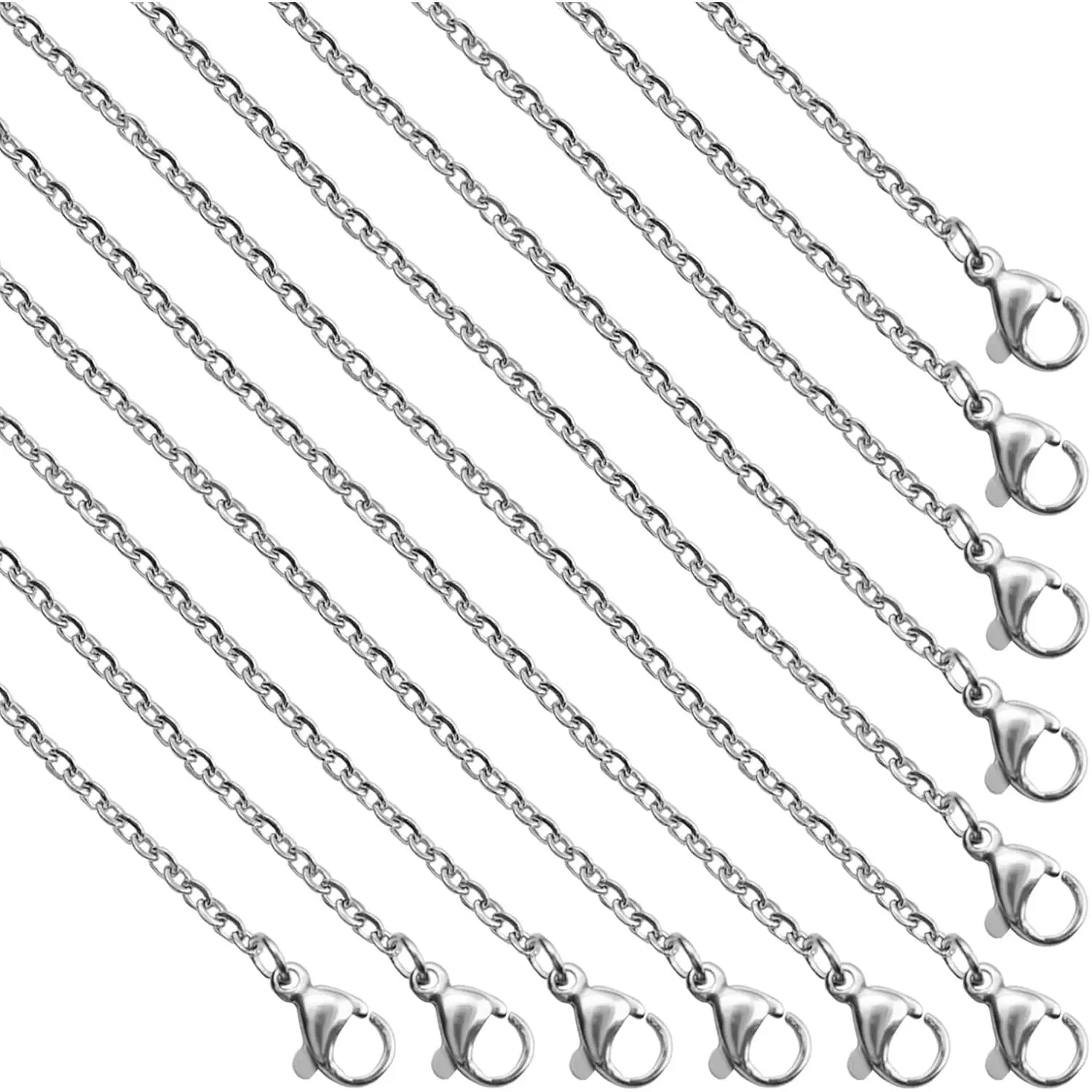 30 Pack Necklace Chains 2mm Stainless Steel Link  Chain Necklace Bulk for DIY  Making Supplies (20 Inches)