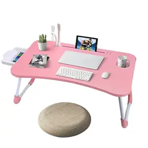 Laptop Bed Desk, Portable Foldable Lap Bed Table with USB Charge Port Storage Drawer and Cup Holder,Lap Desk Laptop Stand Tray Table Serving Tray for Eating, Reading and Working