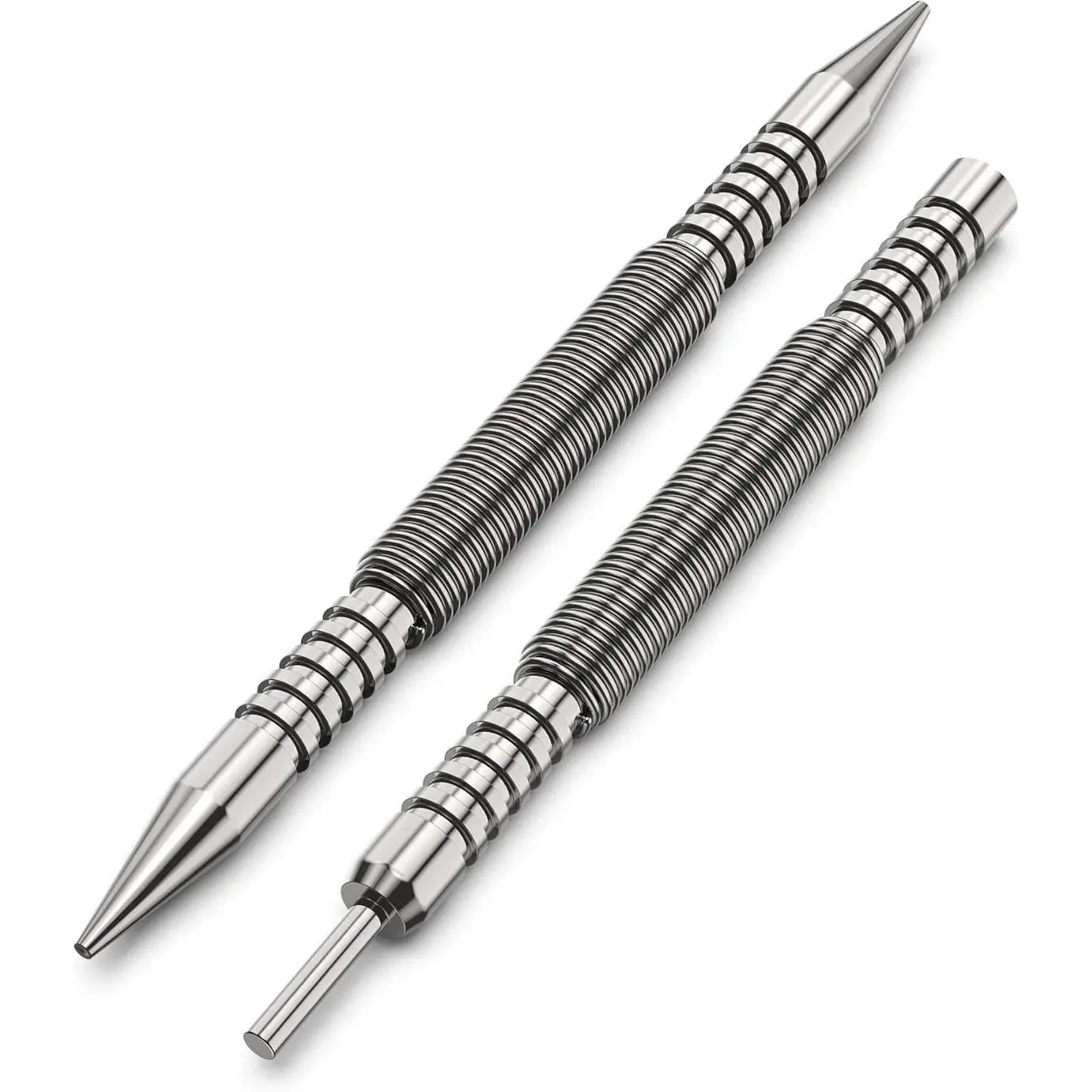 Spring Loaded Nail Set Tools,2-PCS Dual Head Nail Setter and Hinge Pin Punch Set, Hammerless 1/16u2033& 3/32u2033Spring Nail Set, Super Strong Force D