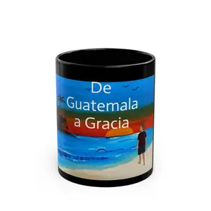 De Guatemala a Gracia Mug | Beach Sunset Scene, Spanish Phrase