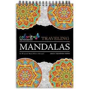 Traveling Mandalas Adult Coloring Book - Features 30 Original Hand Drawn Designs Printed on Artist Quality Paper, Hardback Covers, Spiral Binding, Perforated Pages, Bonus Blotter