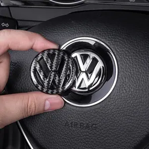 Car Steering Wheel Center Emblem ABS Logo Stickers, Sticker For Cars, Interior Accessories Ring Cover For VW Volkswagen Atlas Jetta Touareg Golf Polo GTI Taos Passat Tiguan Arteon Caddy Beetle Amarok Transporter