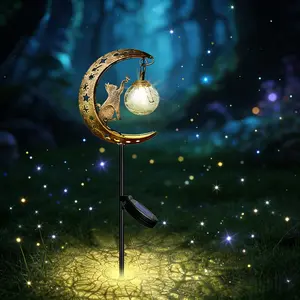 1 New Solar-Powered Outdoor Cat Ground Light, Outdoor LED Moon Stake Light, Warm White LED Decorative Light, Suitable for Pathways, Patios, Camping, RVs, Gardens, Weddings, Backyards, Ideal Gift for Christmas, Halloween
