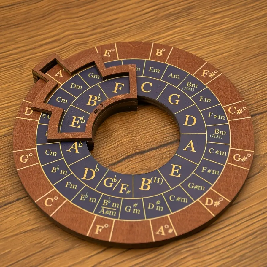 Circle of Fifths Wooden Melody Tool, Musical Theory Teaching Aid, Chord Circle Disk, Scale Practice Board, Music Understanding Instrument, Visual Learning Tools, Learning Materials