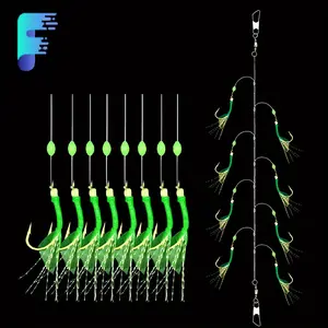 Rubber Sabiki Fish Hooks Set, 8pcs Fishing Lures for Saltwater & Freshwater, Ideal for Catching Anchovies, Sardines, Herring, Fishing Accessories