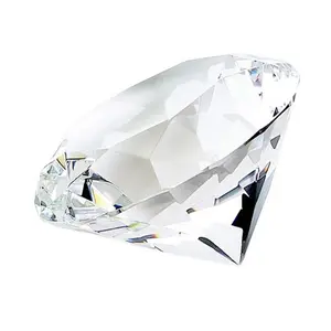 212 MAIN Diamond Shaped Optic Crystal Paperweight, 1.5 lbs Weight, Executive Desk Accessory