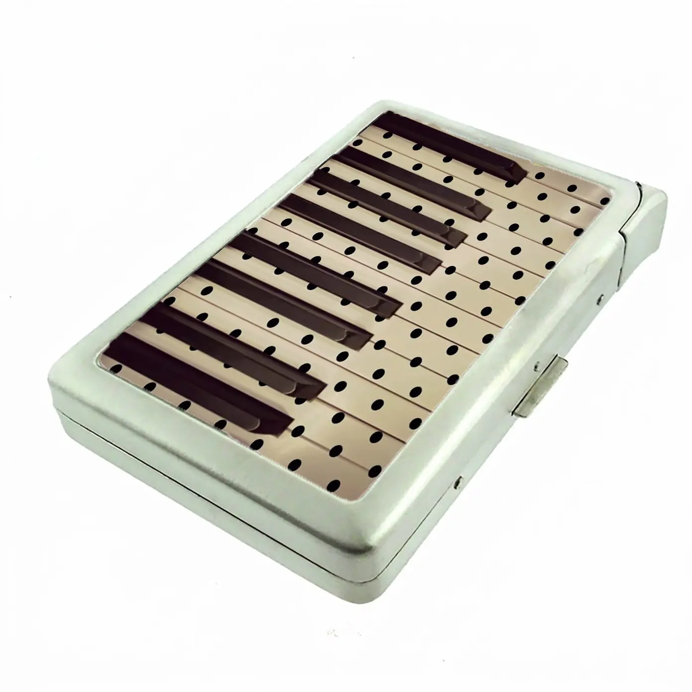 Polka Dot Piano Metal Wallet case with Built in Lighter