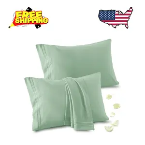 2 Pack Standard Pillow Cases - 20x26 Inch, 1800 Thread Count Microfiber Pillowcases Standard Size Sage Green
