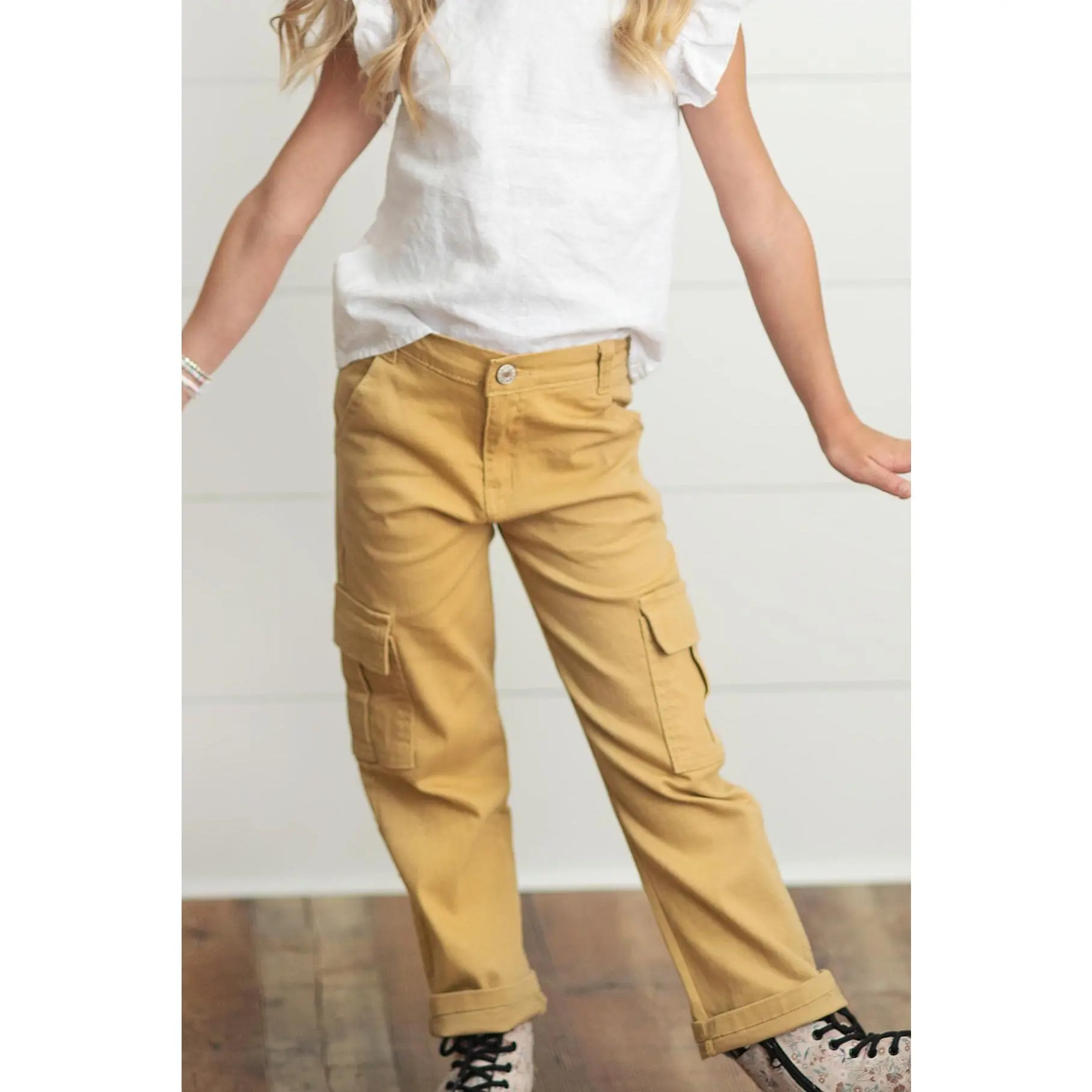 Khaki Denim Cargo Pants