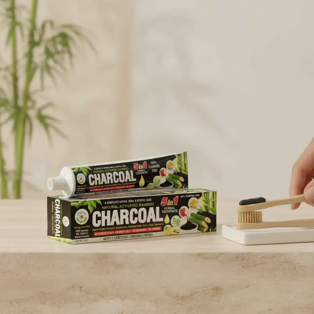 AL RIYAN Charcoal Oral Toothpaste, 100% Natural, Organic, Fluoride-Free