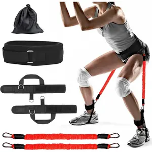 Vertical Jump Trainer Leg Strength Ankle Resistance Bands Set with Cuffs Workout Equipment for Leaping Fitness Basketball Volleyball Football Tennis Jumping Strength Training Equipment
