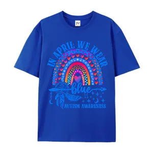Autism Awareness Month In April We Wear Blue Leopard Rainbow T-Shirt