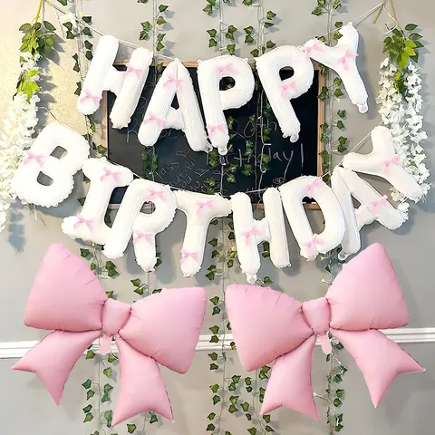 37pcs Birthday Balloon Kit, Balloon Set, Balloon Party Supplies, Balloon Decorations Kit with Happy Birthday Banner & Ribbon Bows, Balloon Letter & Garland Kits, Perfect for Event Decor, Party Decorations, Weddings & Photo Props, Balloons for Balloon Arch